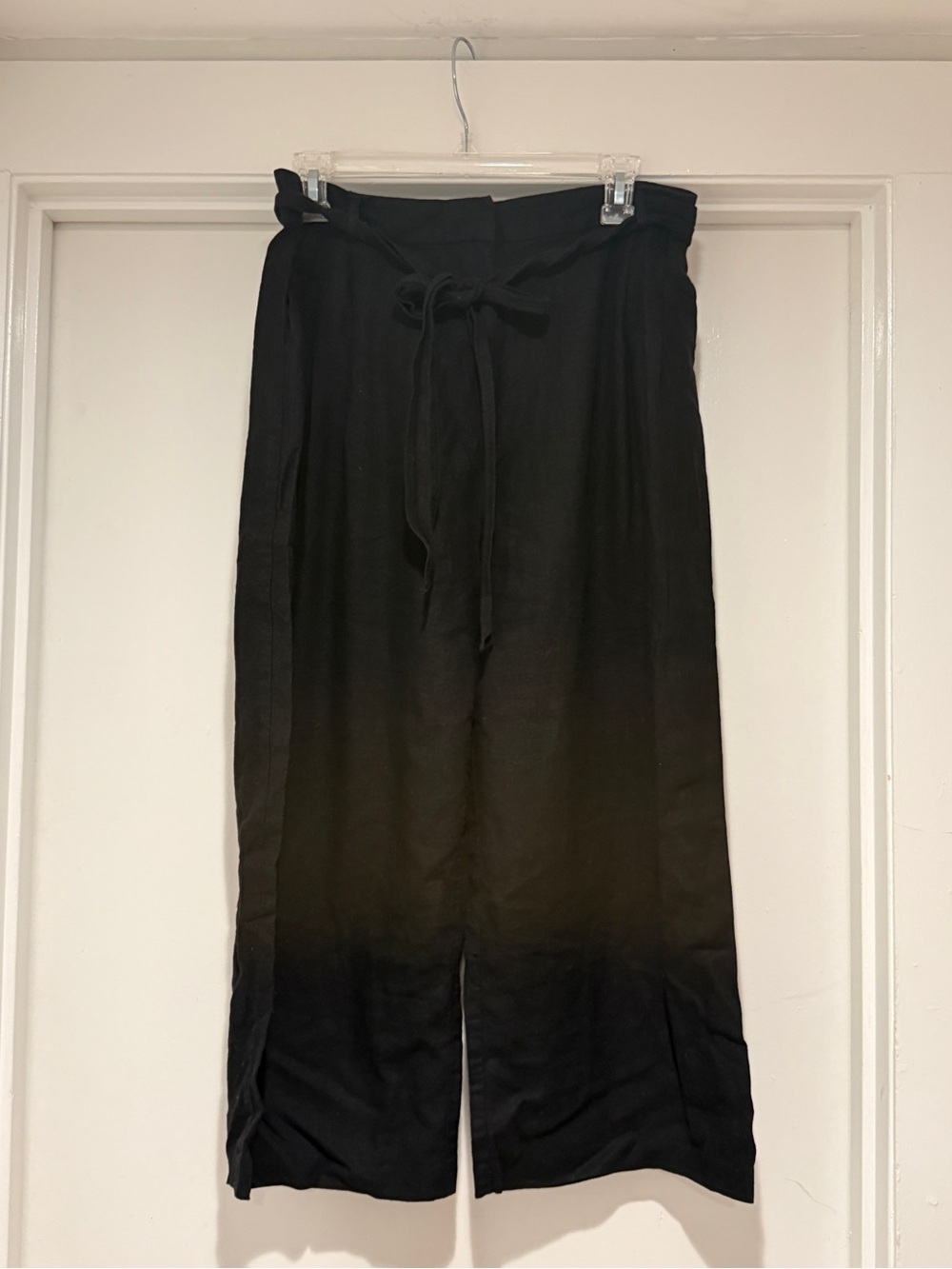 ASOS Black Wide Leg Linen Pants with Belt